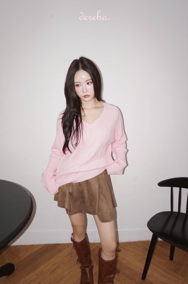 suede unbalanced brown mini skirt