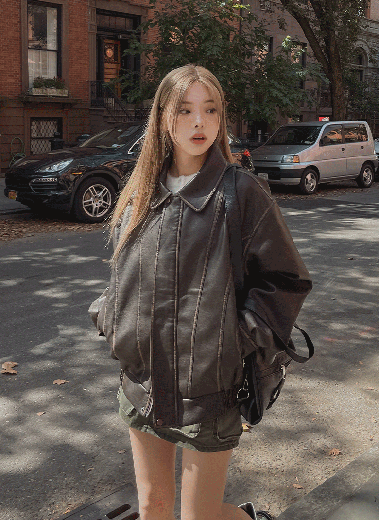 ULAN（ユレン）の「(UNISEX) カーブ切開ビンテージレザージャケット（ジャケット/アウター）」