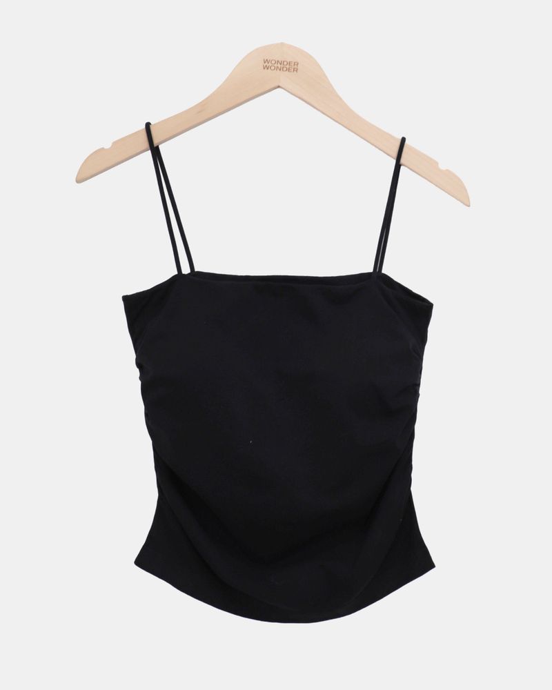 Coning Slim Side Shirring Built-in Cap Sleeveless Top