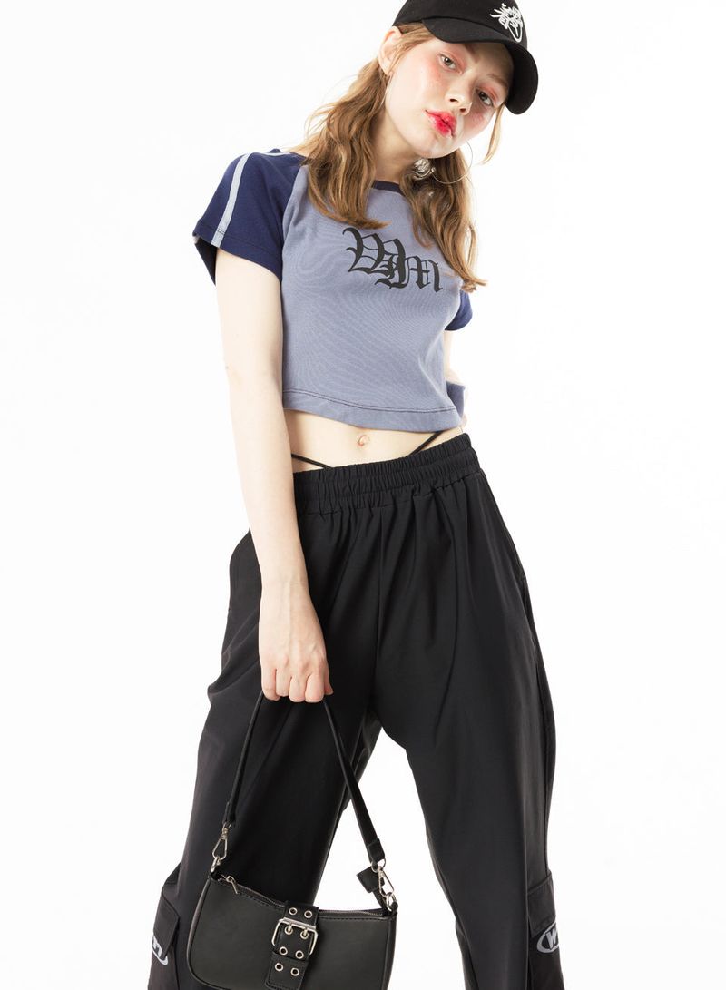 RAGLAN CROP-T(BLUE)