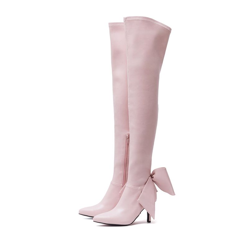 Ribbon Boots Heel(Pink)