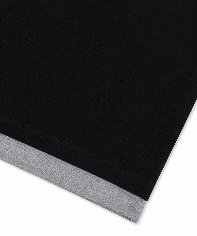 Layered Roll-Up Cropped T-shirt - Black