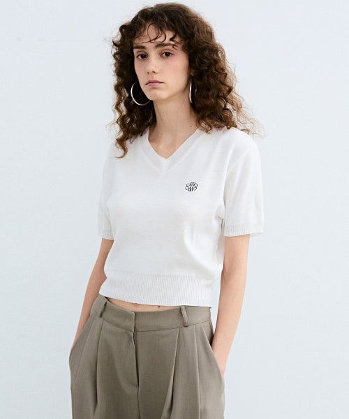 【V NECK SET】[2 PACK] MINIMAL LOGO KNIT PACKAGE _8 COLOR