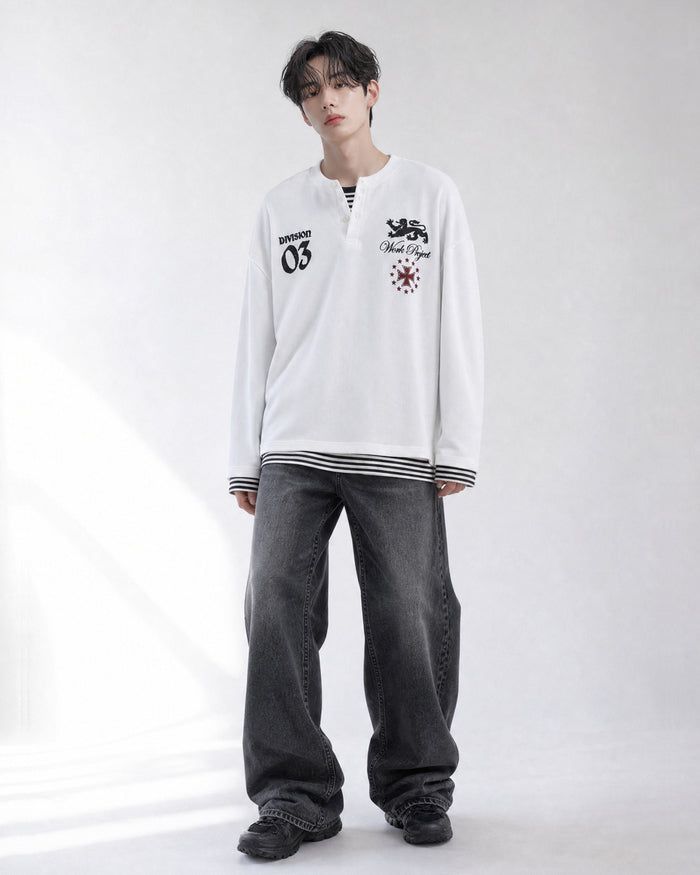 (UNISEX) Project Waffle Henley Long Sleeve