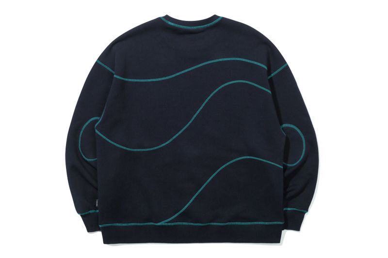 WAVE STITCH SWEAT SHIRT_NAVY