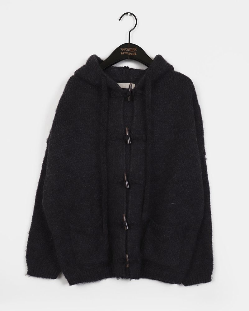 Hots duffle button oversized-fit hooded cardigan