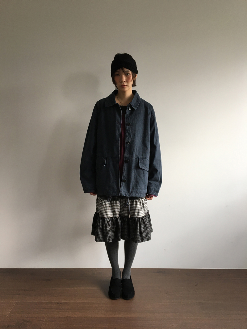 Fold check skirt (3color)