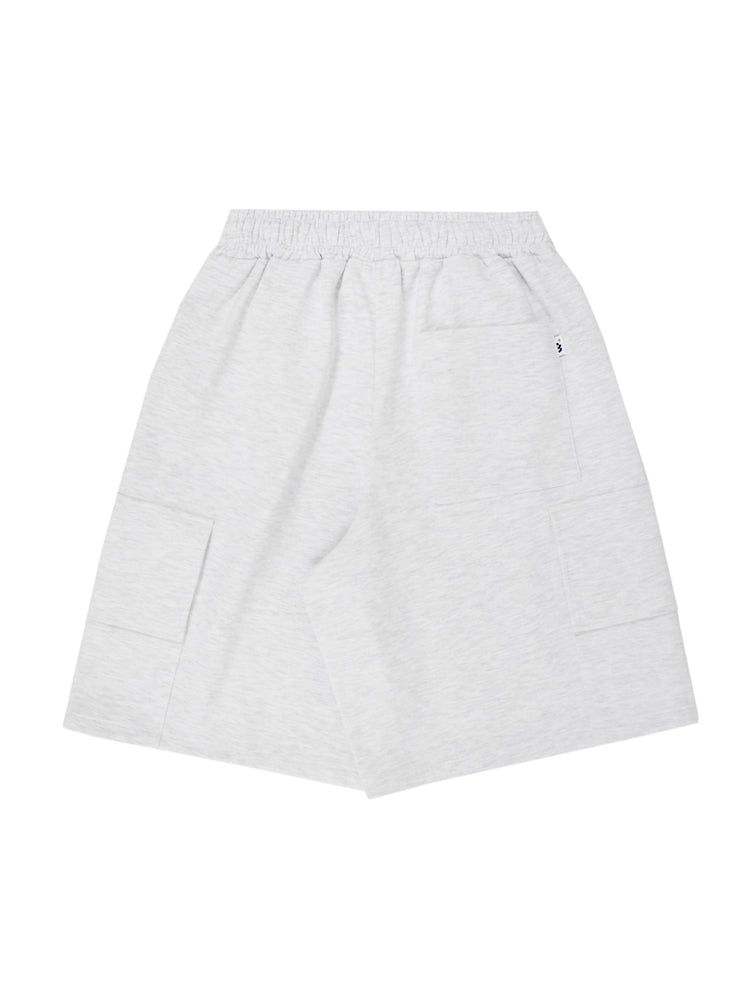 P1013 BERMUDA WIDE CARGO PANTS_WHITEMELANGE