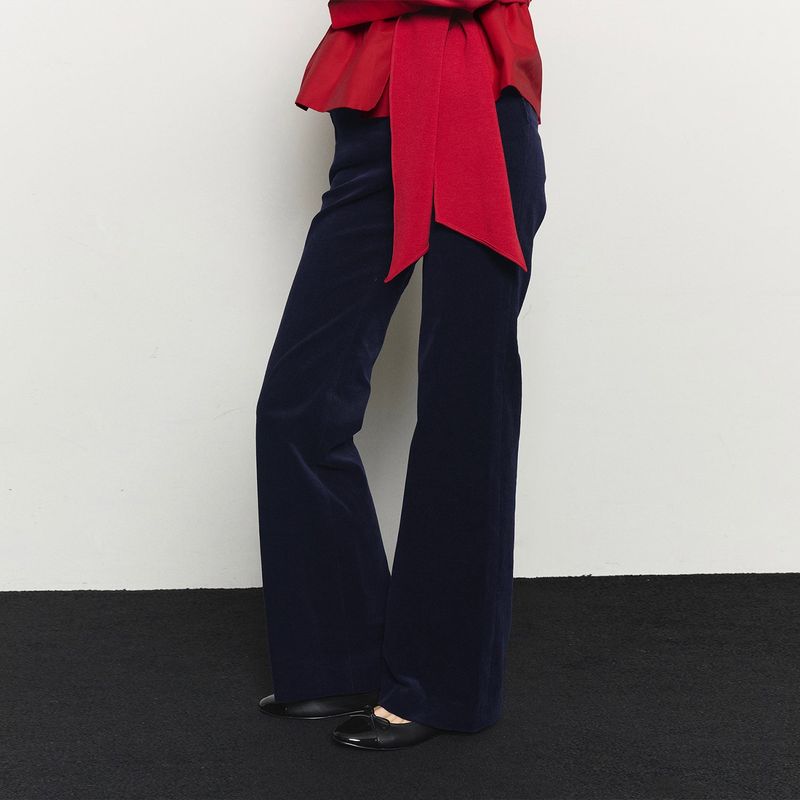 Corduroy Flared Tailored Pants - Navy