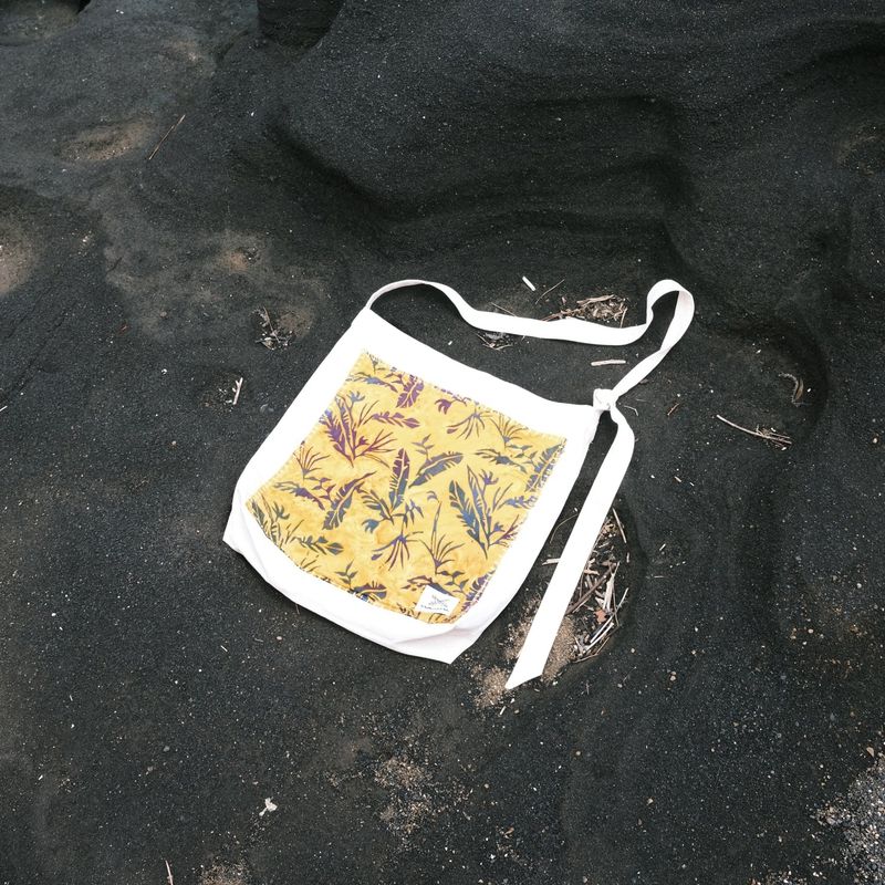 [Patchwork Canvas Bag] Banana Leaves - Mustard