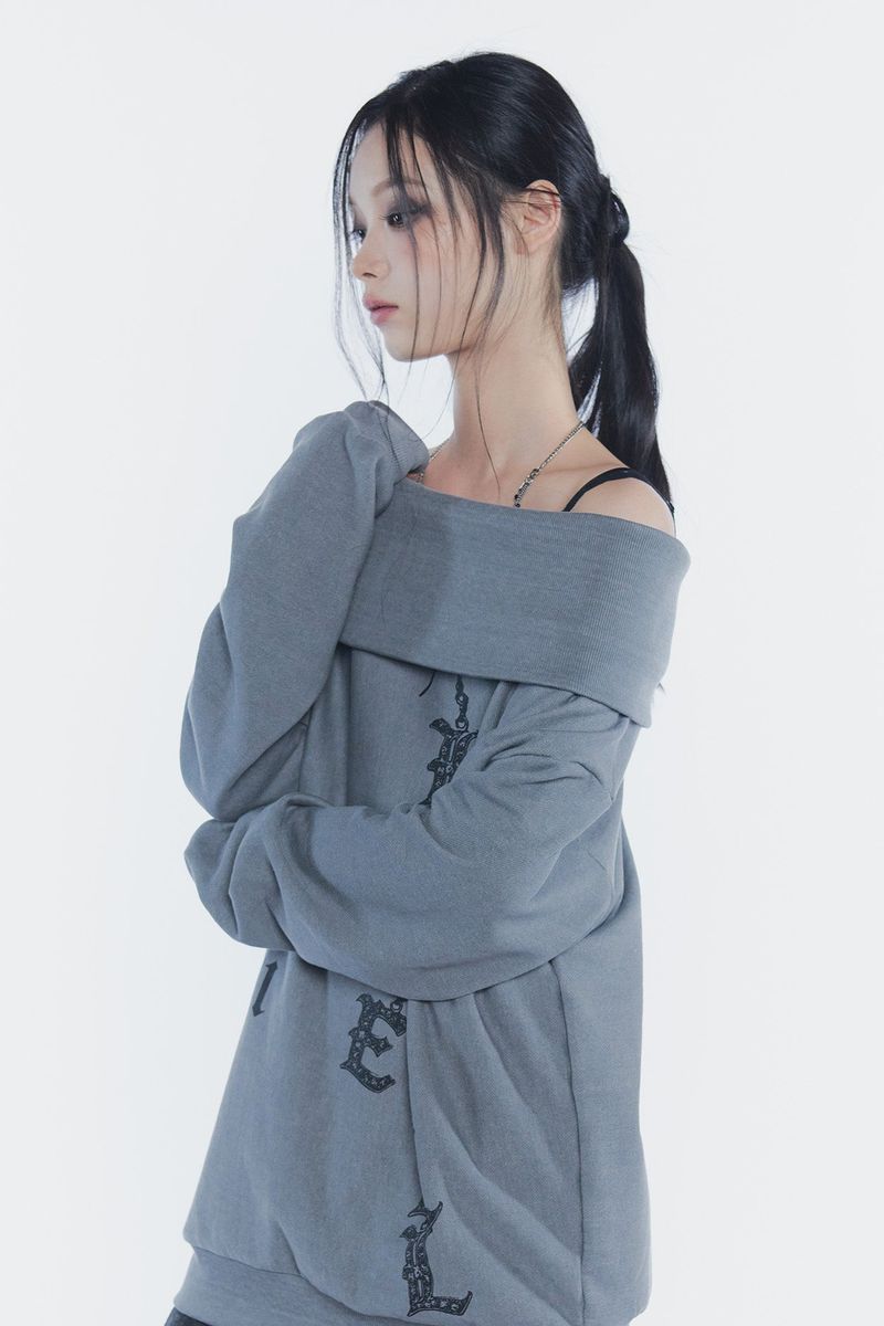 SPELL OFF-SHOULDER SWEATSHIRT charcoal