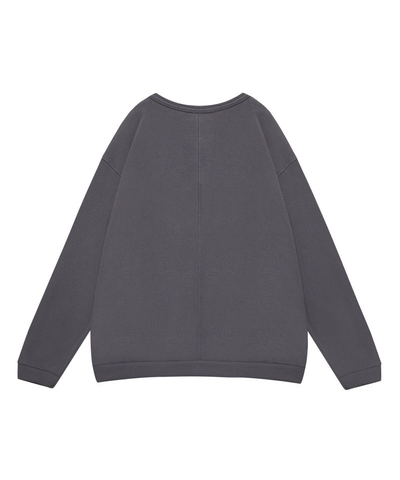 TURTLE-BUTTON KNIT CARDIGAN CHARCOAL