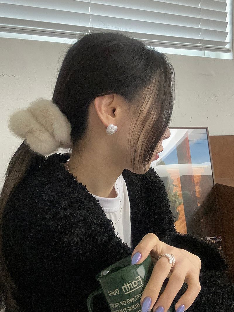 [92.5silver] Jewel heart earring