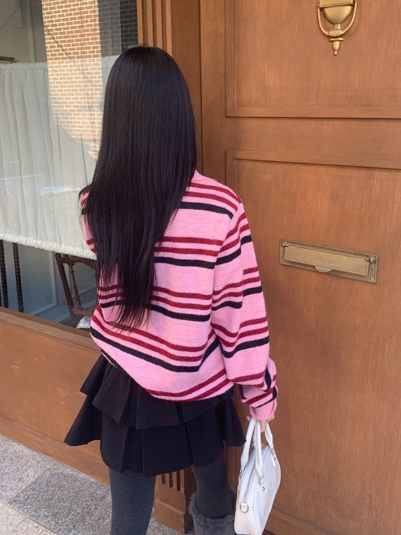 Candy Parade Collar Stripe Knit