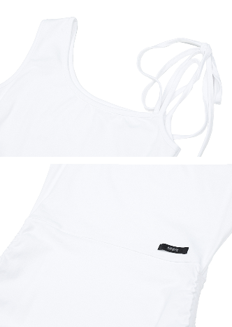 [mnem] shirring strap mini dress (white)
