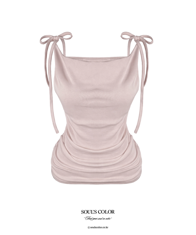 Lina Ribbon Drape Sleeveless Top (3color)