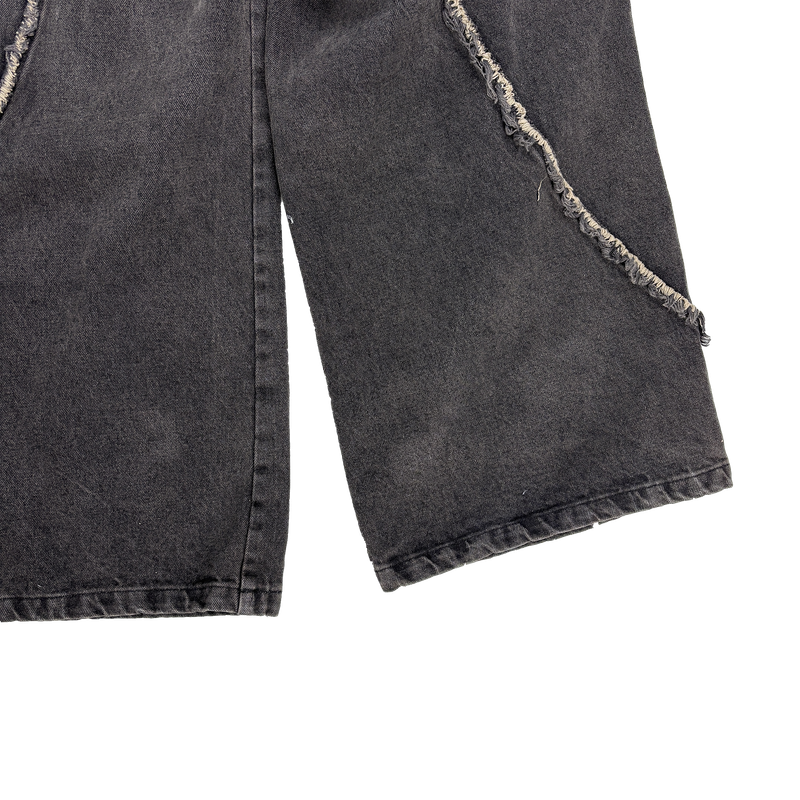 flow cut-off denim pants