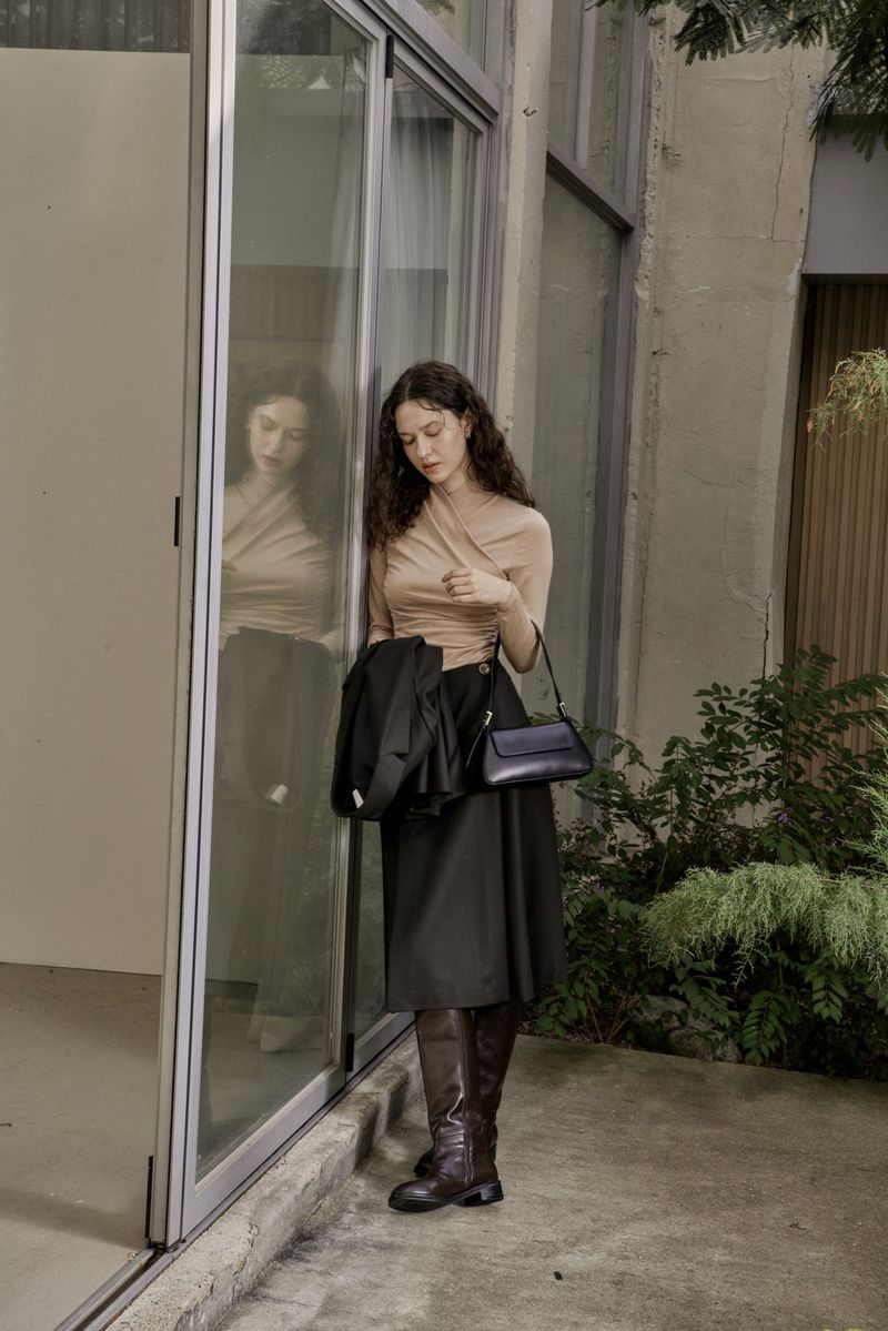 DRAPE JERSEY TOP_BEIGE