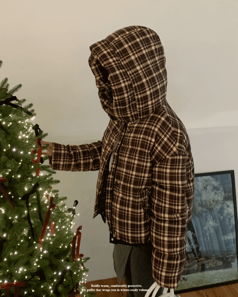 GUSTA（グスタ）の「Witty Bulky Check 2-Way Zipper Hood Puffer（Jackets/Outerwear）」