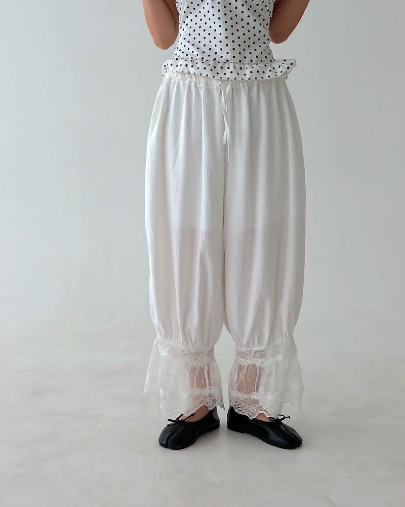 レース カプリ バルーン ワイド パンツ