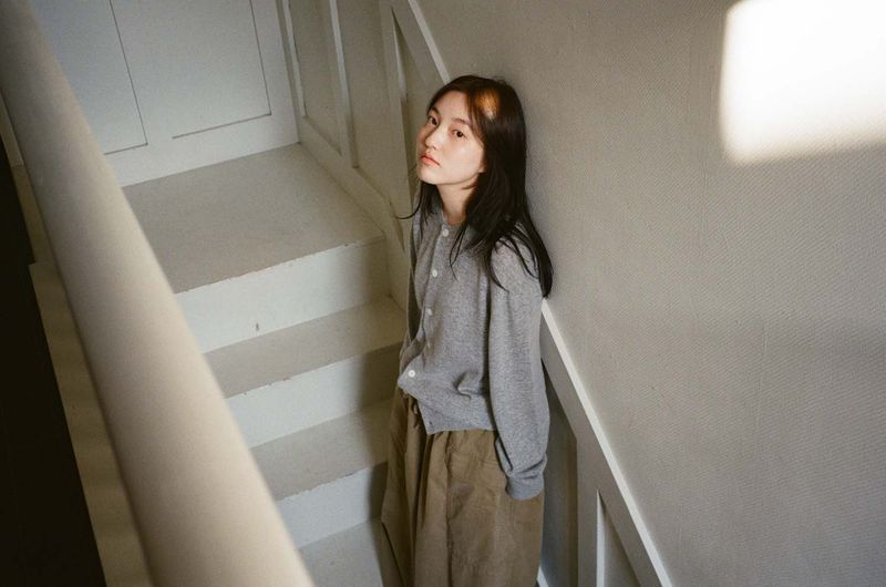 Cash Blend Knit Cardigan (Gray)