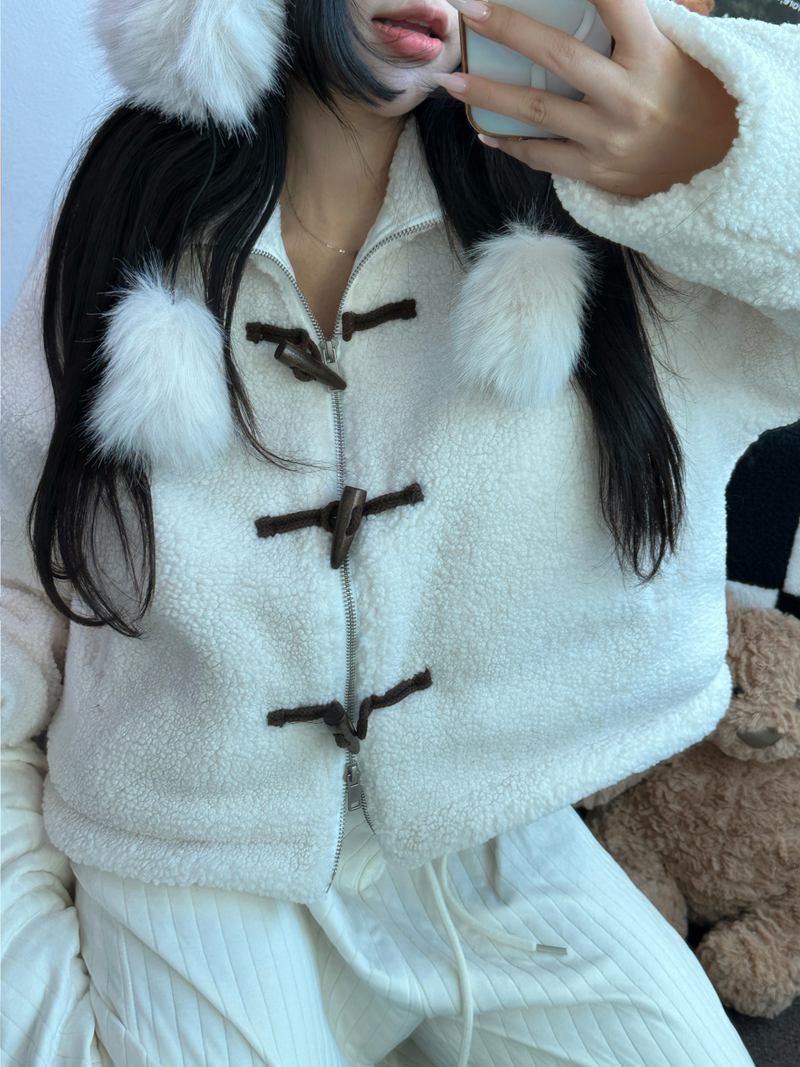 TEDDY CURLY🤎CUTIE PETIT ZIP UP 🤎🧸🐏3COLOR