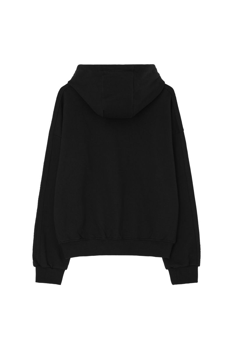 09 Numbering hooded zip-up, Black
