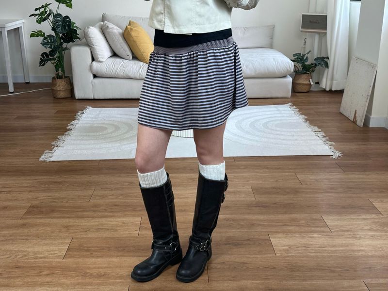 stripe flare mini skirt