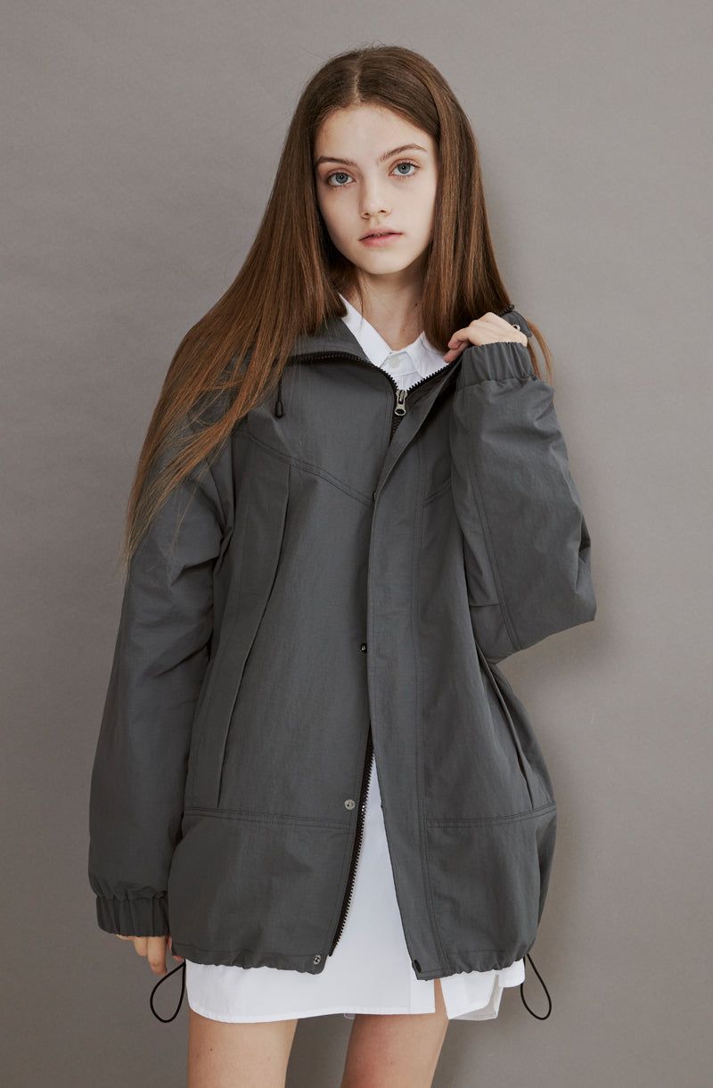 RIPSTOP 2WAY ZIP-UP JACKET [S.GREY]