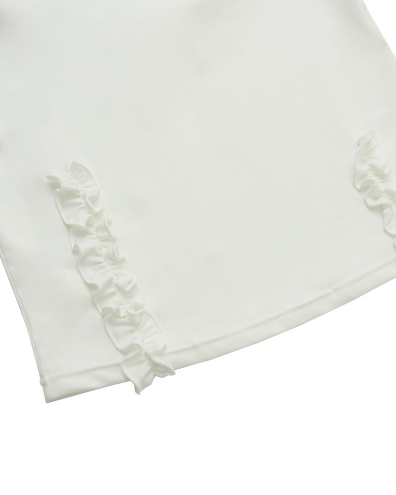 back open ruffle top / white