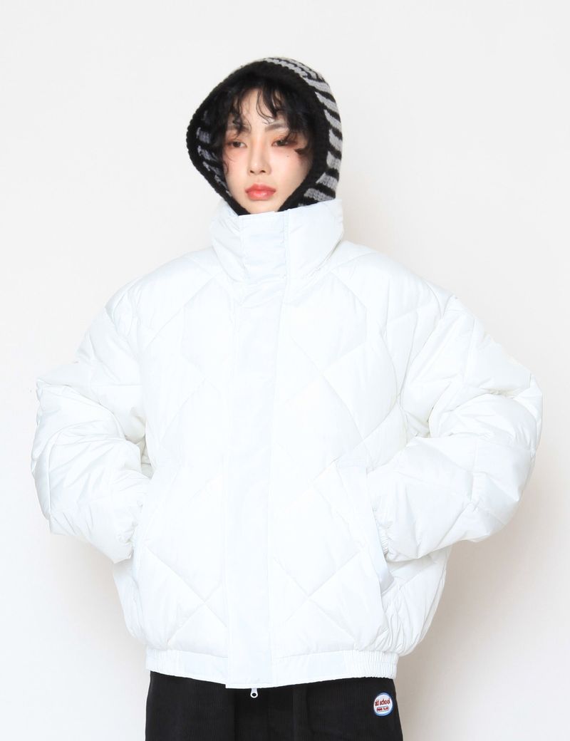 high-neck quilting padded jumper
