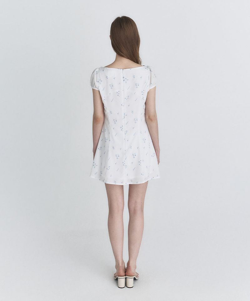 Ribbon flare dress (White)