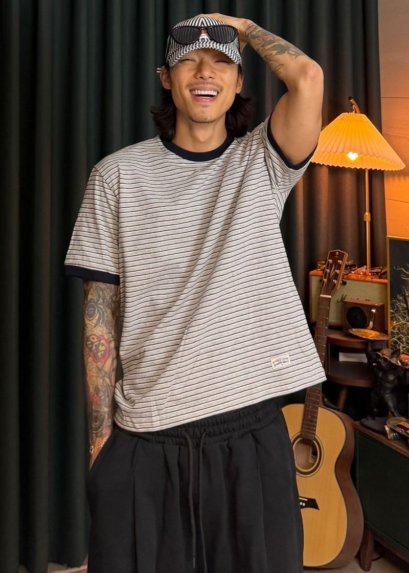 Striped Ringer Short-Sleeve T 3COLOR
