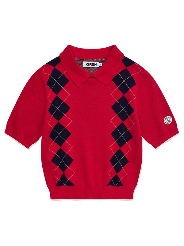 KIRSH（キルシー）の「ARGYLE PATTERN SHORT SLEEVE KNIT [RED]（Tops）」