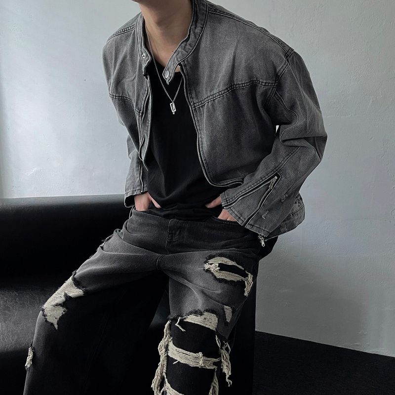 COZINESS（コジネス）の「Gray Damage Black Jeans Jacket (D784205639992) （Jackets/Outerwear）」