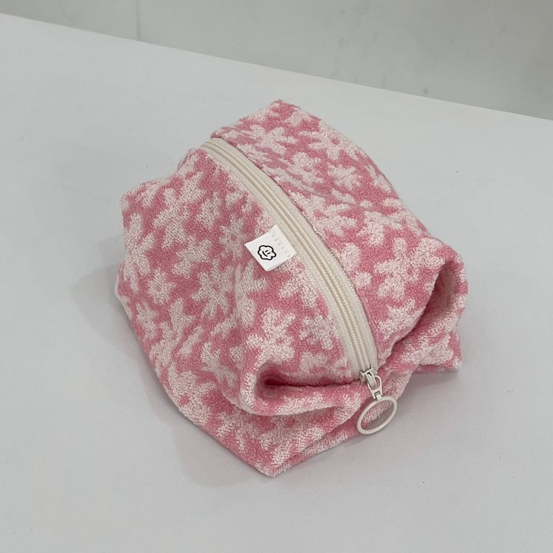 TERRY ZIPPER POUCH_PINK FLOWER