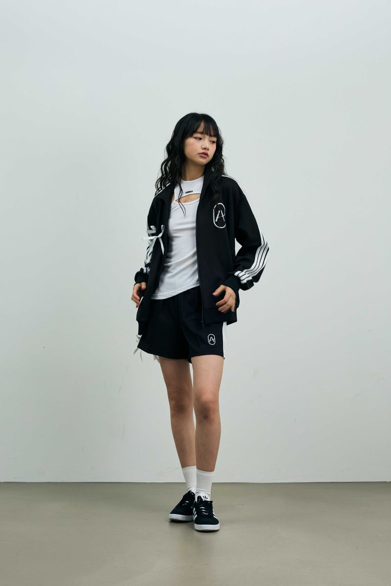 RIBBON JERSEY TRACK SHORTS PANTS / NAVY