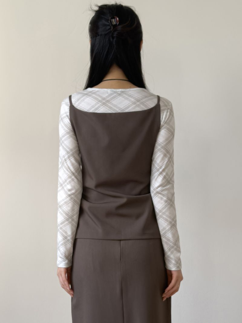 Checked Slim Long Sleeve T-shirt