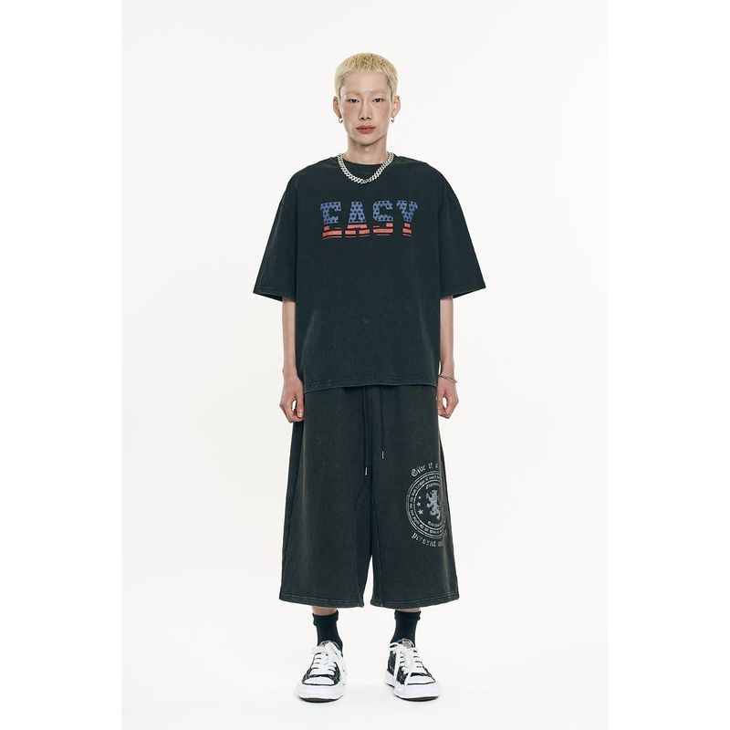 Washed Crack Star Short Sleeve - Black