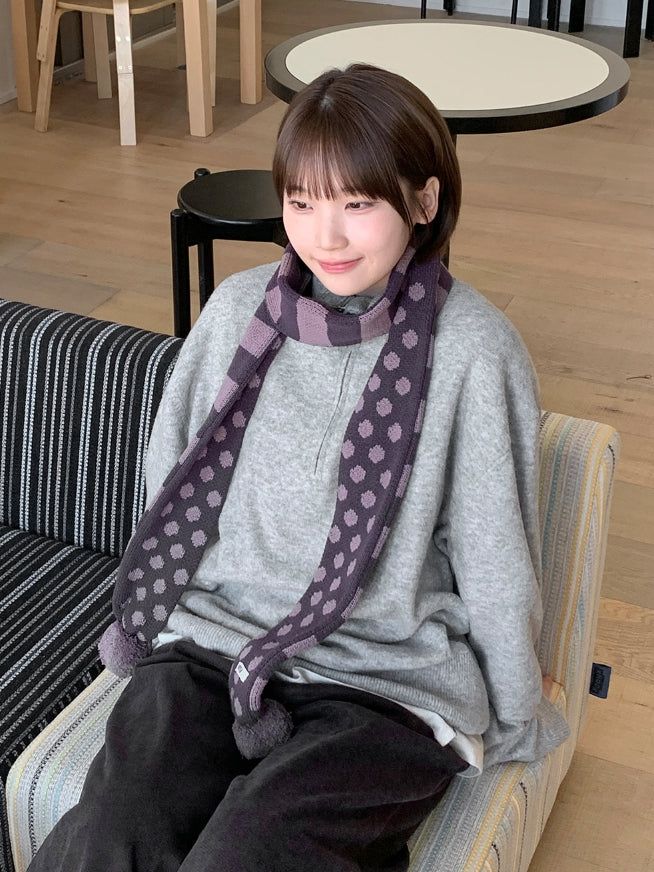 BAON（バオン）の「Molcon Pom Pom Dot Knit Muffler（Fashion Accessories）」