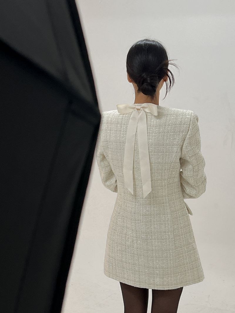 ribbon tweed dress
