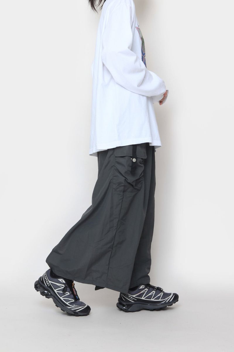 nylon long cargo skirt