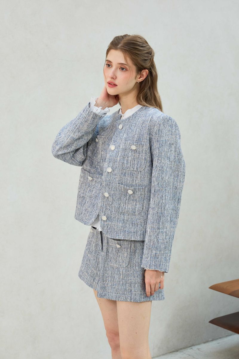 CHERISH TWEED JACKET / SKY BLUE