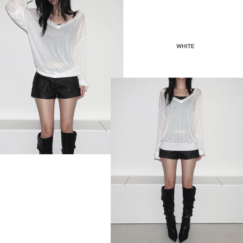 mist flow v-neck T (4color)