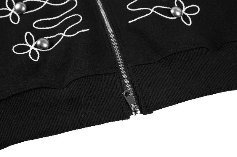 Margot Cord Embroidery Hood Zip-Up