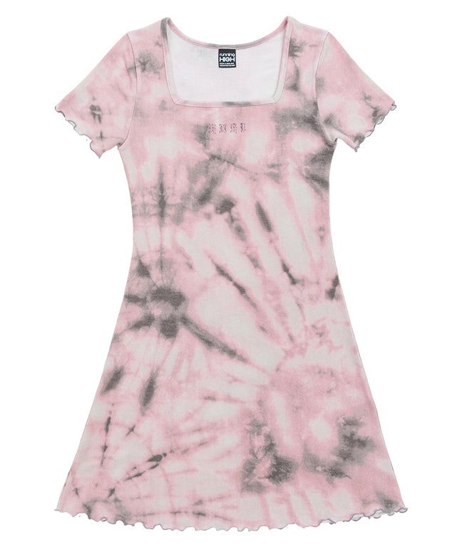 SQUARE NECK TIE DYE SLIM DRESS