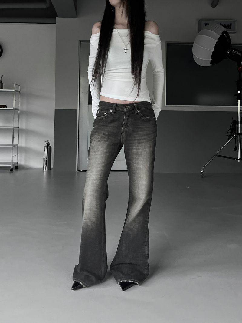 fade washed bootcut denim