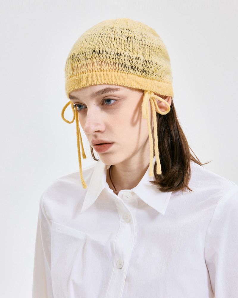 KIMZISU（キムジス）の「Ribbon Tied Beanie _ YELLOW（Hats）」