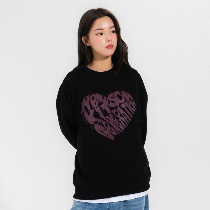 VINT HEART LOGO SWEATSHIRTS-BLACK
