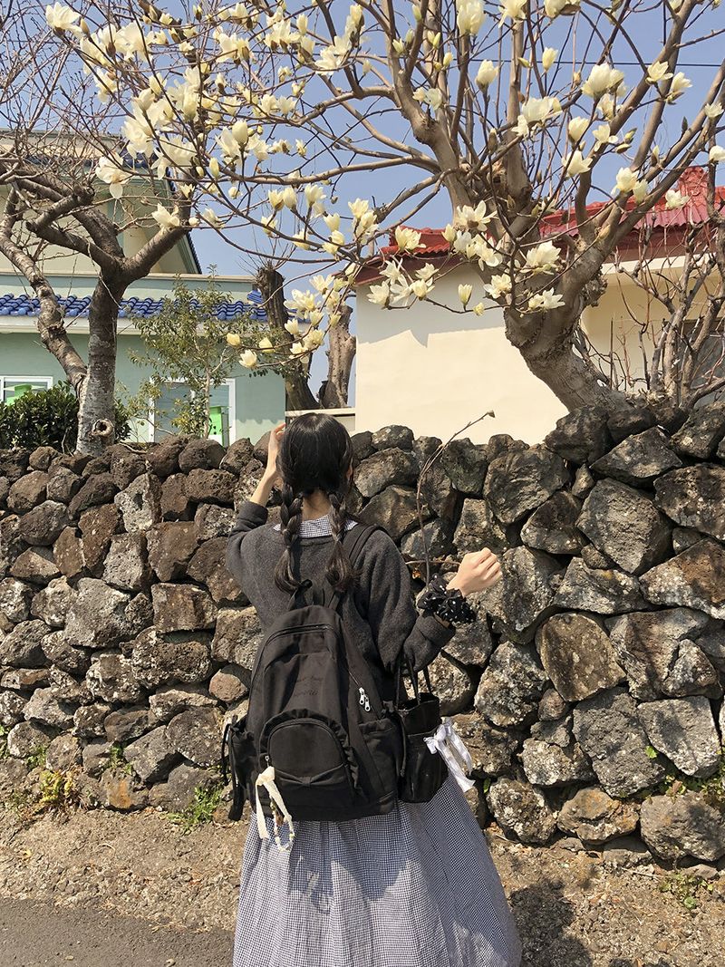 Ruffle ribbon backpack_vintage black